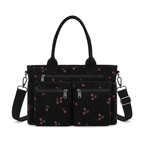 Image of KAMEILONG Womens Casual Corduroy Tote Bags with Multiple Pockets Hobo Crossbody Bag Travel Shoulder Bags Cute Purse Handbag