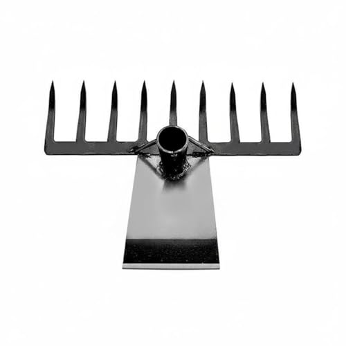 Gralara Binette Professionnelle Outil Horticole Râteau Désherbage Conception Deux Têtes Soudure Renforcée Tige Acier Solide Structure Fiable Adaptée Potager Parterre Fleurs , 9 Dents