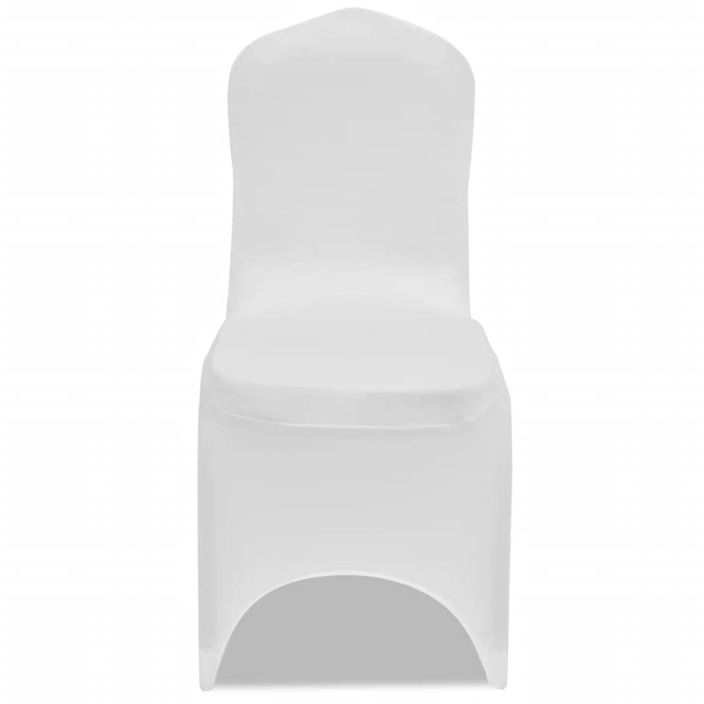 6 Stück Stuhlhusse weiß Stretchhusse für Hochzeit, Bankett, Konferenz, passend für Stühle bis 100 cm Gesamthöhe aus 10% Spandex