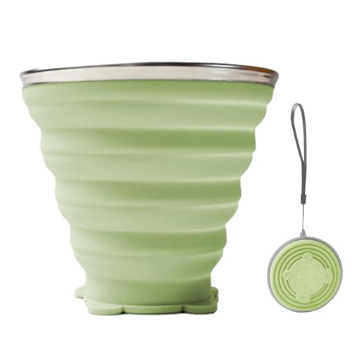 Vaso plegable para camping, taza de viaje plegable de silicona | Taza portátil reutilizable al aire libre con tapa para senderismo, mochilero, equipo de camping, pick