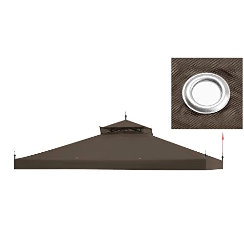 Yescom 11.7'X9.8' Canopy Top Replacement Coffee Liqueur For 2-Tier Sunjoy L-Gz288Pst-4D Gazebo Cover #TOP6