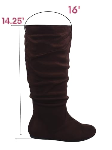 TZ Lily-01 Women's Pull Up Closed Round Toe Flat Heel Slouchy Mid-Calf Casual Boots2