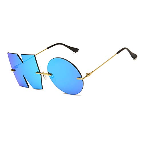 Image of ENTHYI Letter NO Party Rimless Irregular Design Sunglasses For Men /Women UV400 Streetwear Eyewears