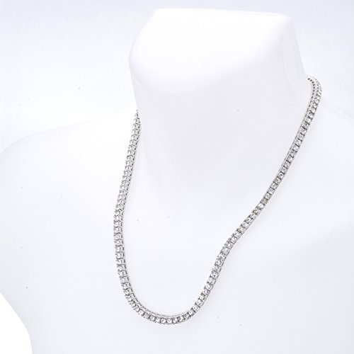 Image of Men's Fashion Iced Lab Diamond 4 mm 22 inch Silver Plated Solitaire Tennis Chain Necklace, 22 Inch, Zinc, Rhinestone