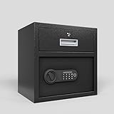 Steel Security Safe and Lock Box with Electronic Keypad - Secure Cash, Jewelry, ID Documents, Black, 1.69Cubic Feet