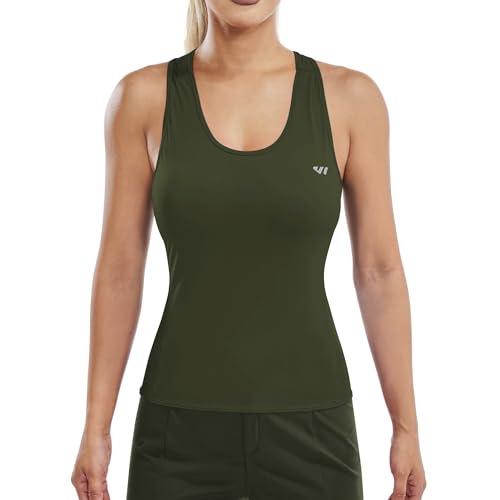 Image of Wulibike Sleeveless Cycling Jersey Women Running Shirts Vest bike top Summer Biking tank With Pockets Olive-green L