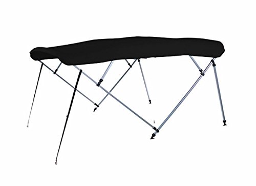 STOPBYUS 7.6 oz Black 4 Bow Square Tube Boat Bimini TOP with Running Light Cutout Sunshade Compatible for Aqua Patio 2018 ES All Years