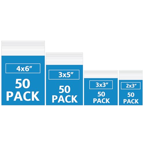200 Pack Small Plastic Bags For Jewelry, Mini Baggies 4 Assorted Sizes. 2x3 3x3 3x5 4x6 Inch 2 Mil Thick Poly Zipper Lock Bags Clear for Jewelry, Bead, Crafts, Small Parts Storage