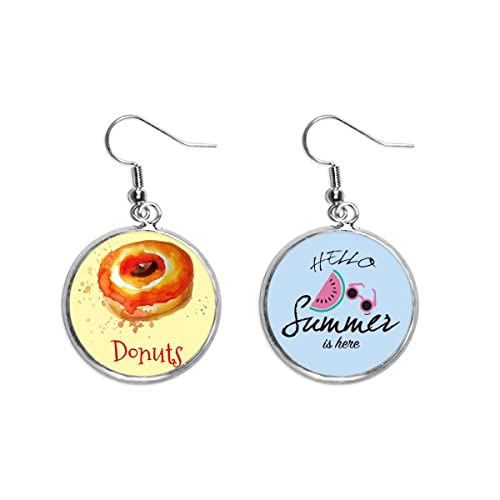 Pendientes de sandía con enganche ligero de postre pintado a mano para lóbulo