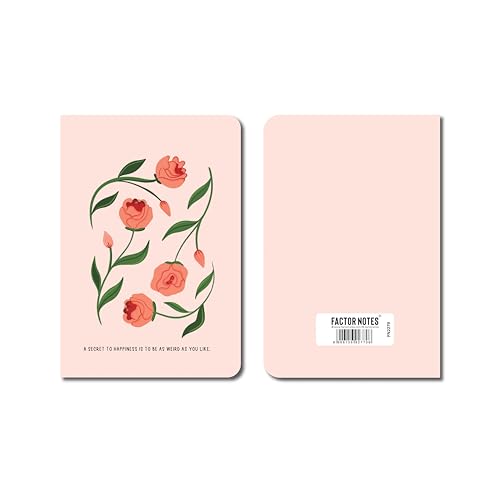 Image of FACTOR NOTES A6 Notebook (Be Weird, Be Happy) | Ruled, 160 Pages, 90 GSM Thick Paper | Cute Aesthetic Notebook for Women