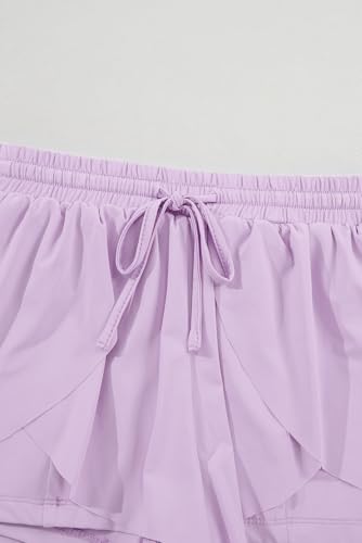 blibean Shorts atléticos para meninas Tween Flowy Outdoor UPF50+ Roupas 6-15 anos, Roxo, 6-7 Anos