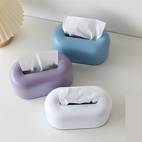 Tissue Box Cover Creative Plastic (Suitable for Bedroom/Kitchen/Bathroom) Stylish Tabletop Tissue Box(Purple)