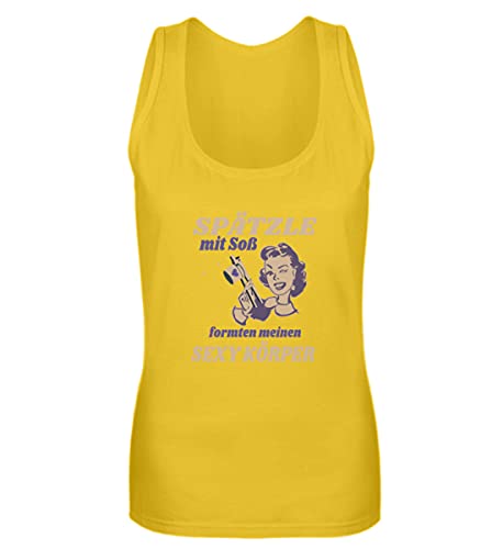 Débardeur pour femme avec inscription en allemand « Spätzle mit Soß », Jaune citron, L