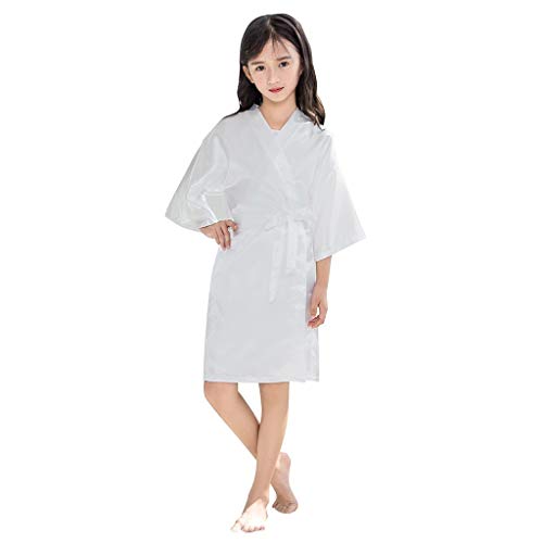 Baby Boys Girls Solid Silk Satin Kimono Robes Bathrobe Toddler Kid Sleepwear Clothes