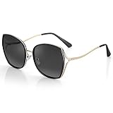 ZENOTTIC Polarized Sunglasses for Women Cateye Oversized Vintage Metal Frame Gradient Lens Sun Glass