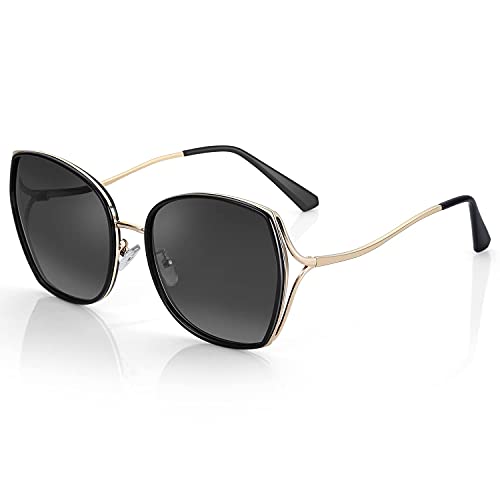 Zenottic Polarized Sunglasses For Women Cateye Oversized Vintage Metal Frame Gradient Lens Sun Glasses Uv400 Protection #TOP13