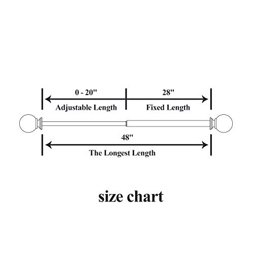 Coquilles Acrylic Square Finials Curtain Rod，3/4" Diameter Single Deorative Curtain Rod , Adjustable Length From 28 To 48 Inches，Nickel #TOP2