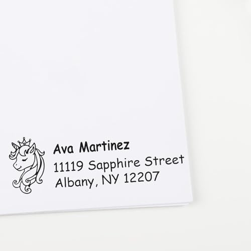 Sapphireglow Unicorn Duo Hand Address Stamp - Custom Rubber Stamp