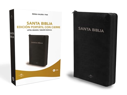 RVR60, Santa Biblia, Letra grande, Edición portátil, Leathersoft, Negro, Palabras de Jesús en Rojo, con cierre (Spanish Edition)