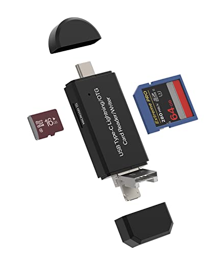 Adattatore Lettore Schede SD Micro SD a C Lightning PC 4in1 per iPhone 15 per iPad Pro Mini compatibile per Samsung Memory TF Card Reader Portatile Chiavetta Fotografia Macchina Tipo C usb