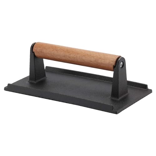CROWNSHOP Steak Press Cast Iron Grill Burger Press Rectangle Steak