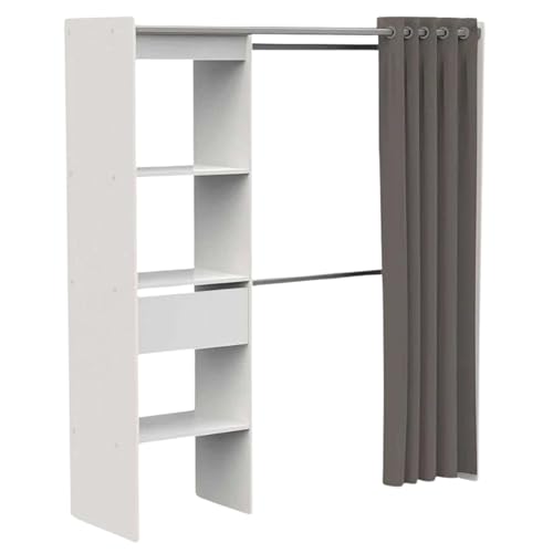 Miroytengo Vestidor Chicago Extensible Color Blanco 1 Cajón 2 Barras Armario Dormitorio Moderno 113-167X192 cm
