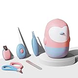 MOMEEMO Baby Nail Clippers Kit, 5-in-1 Baby Nail Kit with Baby Nail Clipper, Baby Nail Scissors, Baby Nail File, Baby Booger Remover, and Baby Ear Cleaner. It's a Baby Girl Essentials. (Pink)