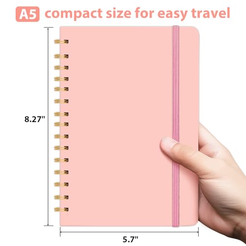 Spiral Notebook A5, 8.27 x5.7" Spiral Journal 160 Lined Hardcover Notebook Writing, Note Taking, Journaling, School, Work, Gift (Pink) image 1