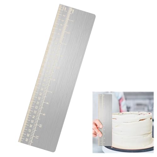 Reposteria Acero Inoxidable con Escala, 30 cm Plata Raspadores Pastel, Espátula para Alisar Pasteles, Raspador de Crema Pastel, Rascador para Tartas, Tartas Raspador para Pasteles Glaseado DIY