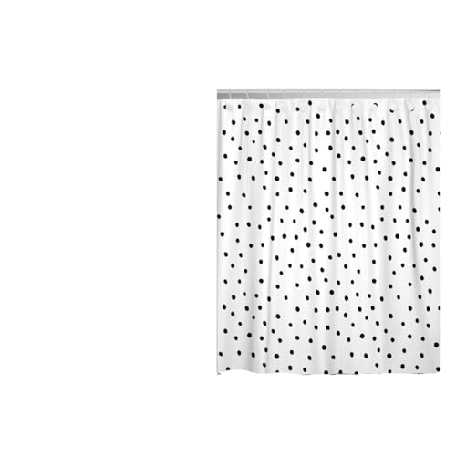 TJHRJTY Cortina Patrón De Color Lunares Abstracto Dibujado Mano Blanco Círculo Ducha Cortina Poliéster Impermeable Juego con Ganchos(120x180cm)