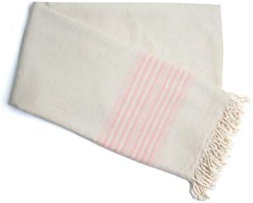 Ahenque Premium Quality Linen&Cotton Blend Turkish Bath Towel, Eco-Friendly Turkish Fouta Beach Towel, Natural Look Linen Tablecloth, 60% Linen -%40 Cotton, Guest Towel (Pink)