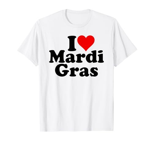 CARNAVAL DEL MARTE GRASA I LOVE HEART MARDI GRAS Camiseta