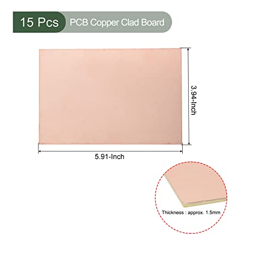 YOKIVE 15 Pcs PCB Copper Clad Board, FR4 Single-Sided Blank Circuit Boards, Great for Electronic Hobbies Etching - Image 2