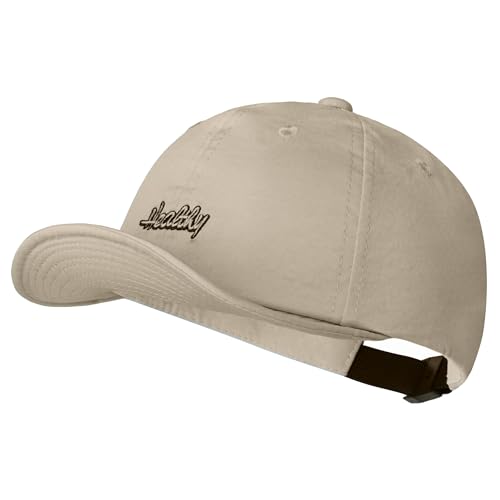 Croogo Short Brim Baseball Cap for Women Men Fashion Soft Flat Bill Dad Hat Causal Trucker Hats,Beige-BSSD2565