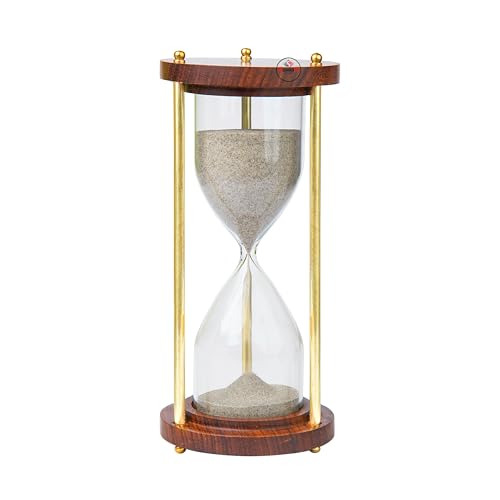 Image of 30 Minute Wooden Sand Timer 30 Minute Hourglass | Natural Sand Color | 7.5x7.5x17cm |Tea Making Home & Kitchen Office Table | Sand Timer for Kids | Hourglass for Gifts (Pack of 1).