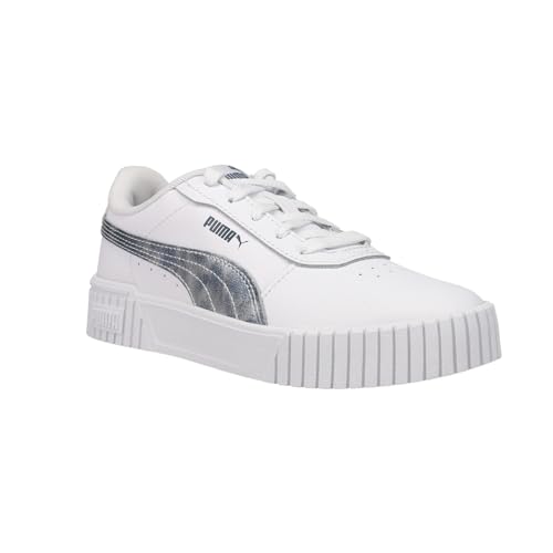 PUMA Toddler Girls Carina 2.0 Cloudy Metallic Logo Lace Up Sneakers Shoes Casual - White2