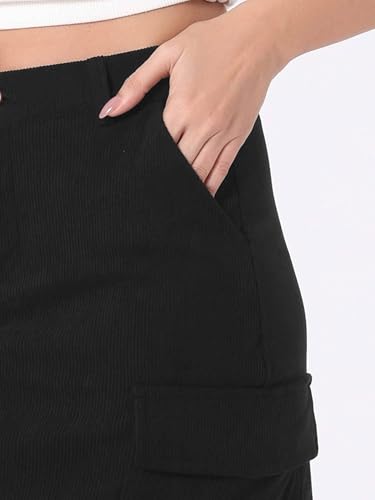 Image of Allegra K Corduroy Cargo Skirts for Women's High Waisted Elastic Back H Line 2025 Fall Midi Skirt