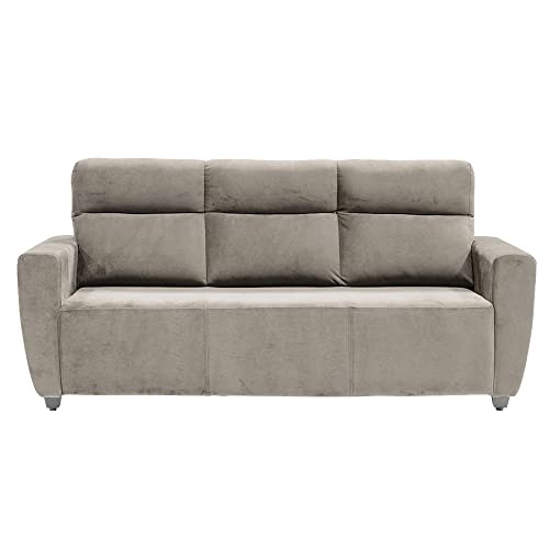 Image of Wakefit Sofa Set | 3 Year Warranty | Sofa 6 Seater, 6 Seater Sofa for Living Room, Wooden Sofa Set, Sofa Set 3+2+1 Seater - Belize(Fabric-Velvet : Stone)