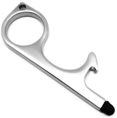 The Bioty Porte clé Anti Virus hygiénique Portable pour Transport et Bureau, ouvre Porte sans Contact Bouton Poussoir (Argent) (Argent) Cover