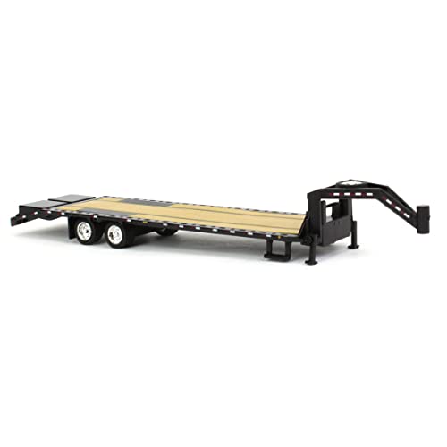 Greenlight 30390 Gooseneck Trailer - Black with Red and White Conspicuity Stripes (Hobby Exclusive) 1:64 Scale Diecast for Unisex Adult