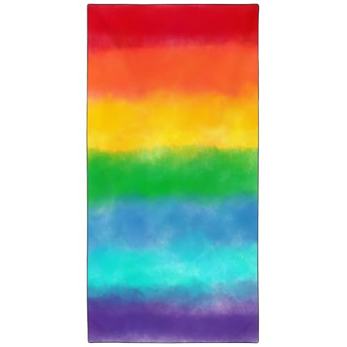 YISUMEI Mikrofaser Strandtuch XXL, Strandhandtuch Leicht Strandtücher Schnelltrocknend, Bunte Regenbogen Streifen, 180 x 90 cm