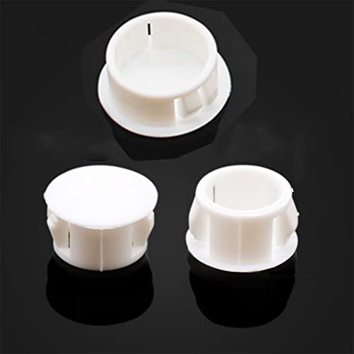Image of 30PCS 1 /2 inch White Hole Plugs Plastic Flush Type Snap in Locking Tube Furniture Fencing Post Pipe End Caps