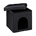 Relaxdays Hundebox Sitzhocker HBT 38 x 38 x 38 cm Stabiler Sitzcube mit praktischer Tierhöhle für Hunde und Katze aus hochwertigem Kunstleder und Deckel zum Abnehmen für Ihren Wohnraum, schwarz