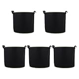 GANAZONO 5 Pcs Fabric Grow Bags Plant Grow Bags with Handles 4 Gallon Non- Woven Fabrics Aeration Nursery Container Garden Seedling Pots Plants Pouch for Outdoor Plant Fruit Vegetables Plant Bags