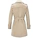 FARVALUE Women's Double Breasted Trench Coat Water Resistant Windbreaker Classic Belted Lapel Overcoat Khaki Medium