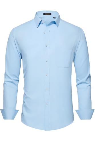 Image of HISDERN Mens Dress Shirts Long Sleeve Button Down Casual Shirts for Men Inner Contrast Formal Business Tuxedo Wedding Shirt