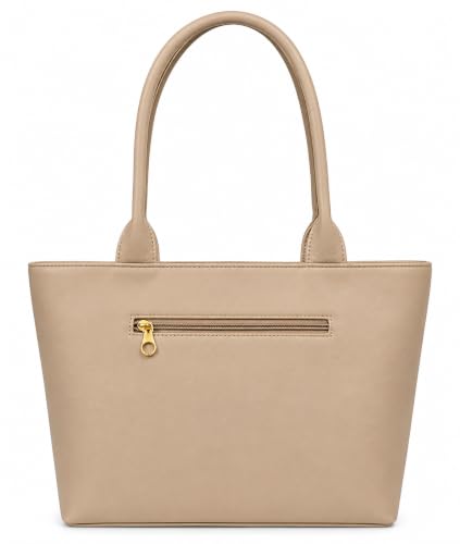 Image of Black Tote Bag with Textured Front and Gold-Tone Hardware (Cream)