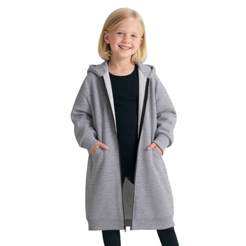 Girls Zip Up Hoodies Oversized Long Hooded Jacket Long Sleeve Sweatshirts Casual Loose Coat 2025 Fall Hoodie with Pocket