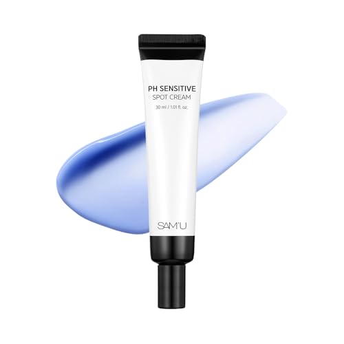 SAM’U PH Sensitive Spot Cream – Redness Reducing Blue Cream with Guaiazulene, Ceramides & Peptides for Redness Relief and Post-Blemish Recovery – Korean Face Moisturizer 30ml / 1.01 fl.oz