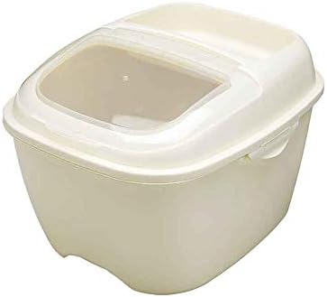 RSOCHS Caja de almacenamiento de cubo de arroz multifunción sellada con tapa abatible de 10 KG, dispensador de cereales para el hogar, caja de contenedor de granos para alimentos (Color : Beige)
